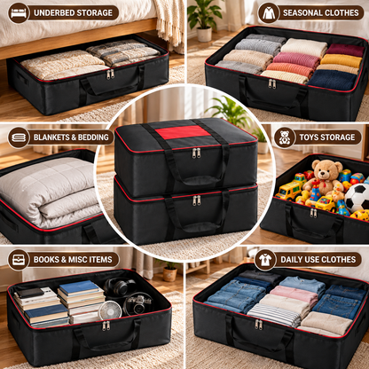 Underbed Storage Bags Pack of 2 – Large 70L Clothes, Blanket & Bedsheet Organizer
