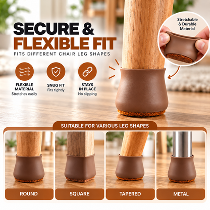 Silicone Furniture Leg Covers with Felt Base – 16 Pcs Floor Protectors