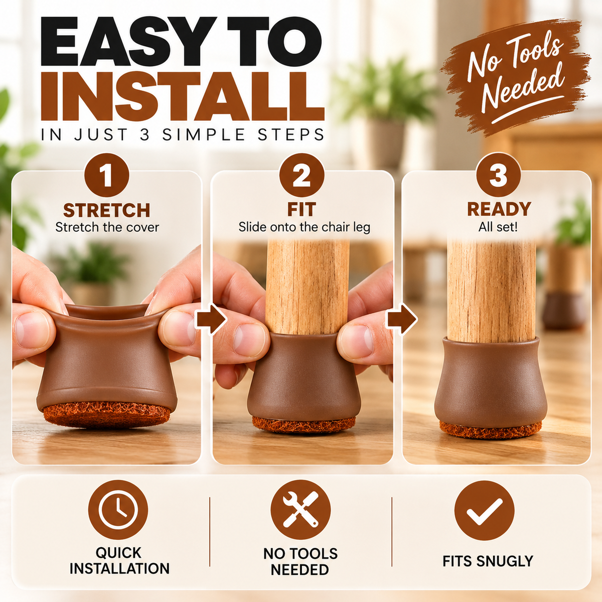 Silicone Furniture Leg Covers with Felt Base – 16 Pcs Floor Protectors