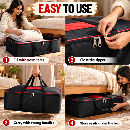 Underbed Storage Bags Pack of 2 – Large 70L Clothes, Blanket & Bedsheet Organizer